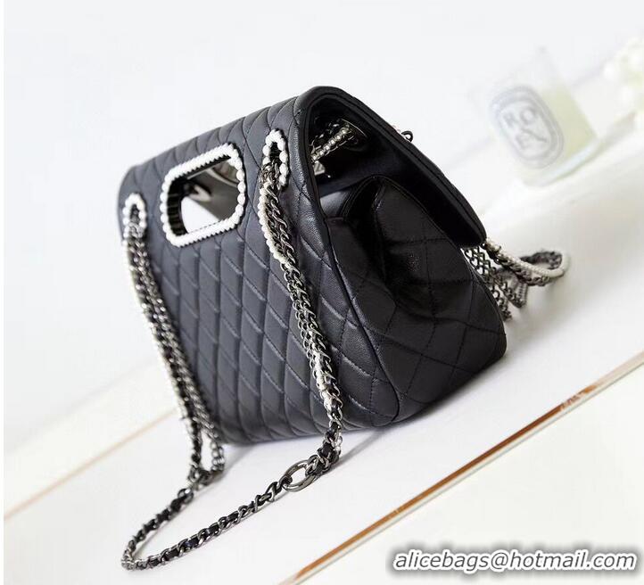 Buy Cheap Chanel Original Leather Pearl CC LOGO Bag AS4221 Black