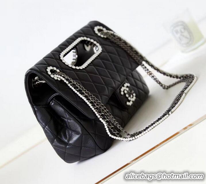 Buy Cheap Chanel Original Leather Pearl CC LOGO Bag AS4221 Black