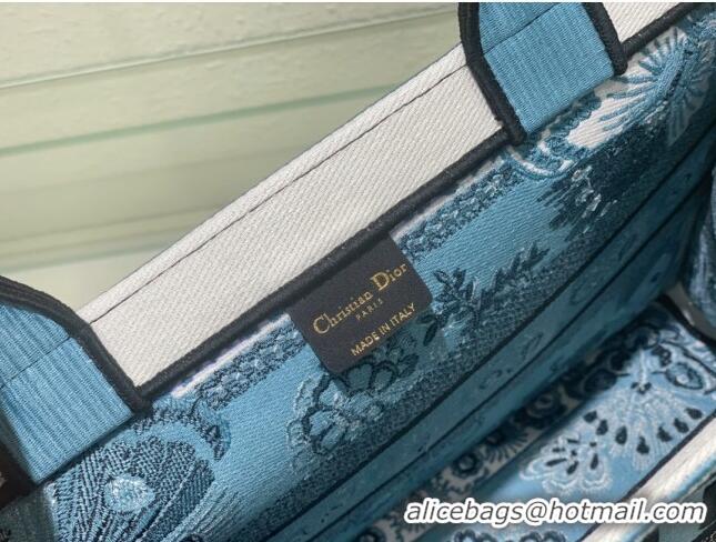 Super Quality Dior Medium Book Tote Bag in Denim Blue Butterfly Bandana Embroidery CD9060