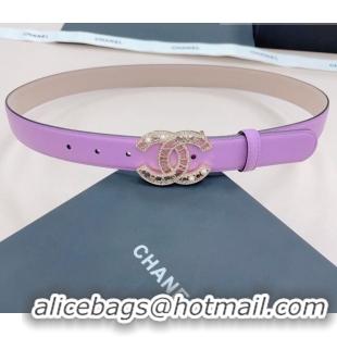 ​Buy Grade Chanel Calfskin Belt 3cm with Pearl Coco Buckle CH218 Purple