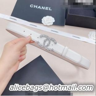 ​Affordable Price Chanel Calfskin Belt 3cm with Star CC Buckle CH219 White