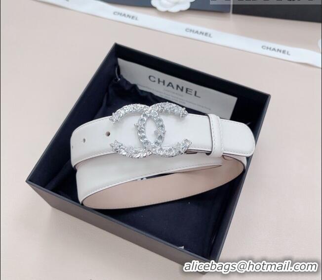 ​Affordable Price Chanel Calfskin Belt 3cm with Star CC Buckle CH219 White