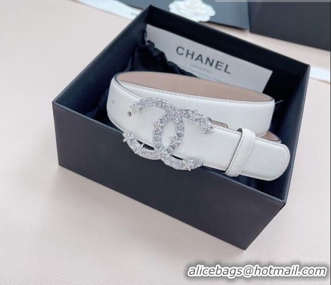 ​Affordable Price Chanel Calfskin Belt 3cm with Star CC Buckle CH219 White