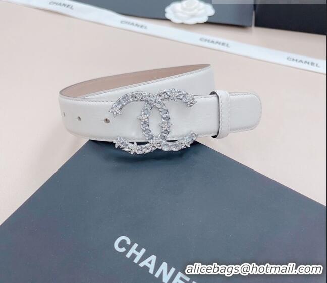 ​Affordable Price Chanel Calfskin Belt 3cm with Star CC Buckle CH219 White