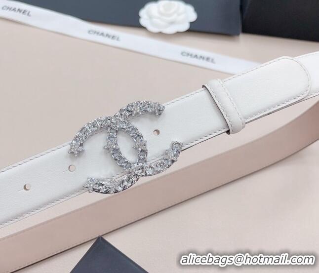 ​Affordable Price Chanel Calfskin Belt 3cm with Star CC Buckle CH219 White