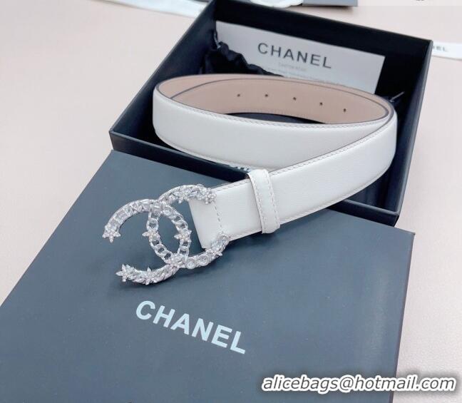 ​Affordable Price Chanel Calfskin Belt 3cm with Star CC Buckle CH219 White