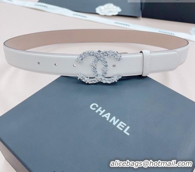 ​Affordable Price Chanel Calfskin Belt 3cm with Star CC Buckle CH219 White