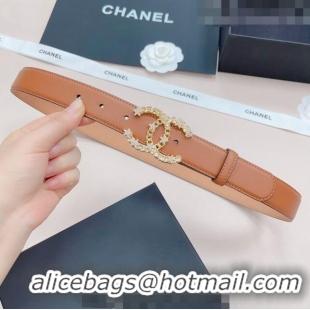 ​Low Cost Chanel Calfskin Belt 3cm with Star CC Buckle CH219 Brown