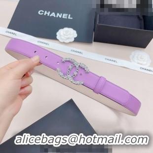 ​Hot Sell Cheap Chanel Calfskin Belt 3cm with Star CC Buckle CH219 Purple