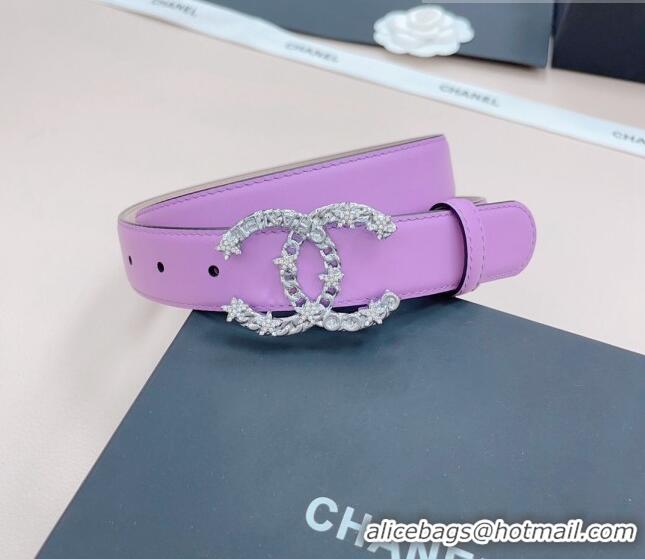 ​Hot Sell Cheap Chanel Calfskin Belt 3cm with Star CC Buckle CH219 Purple