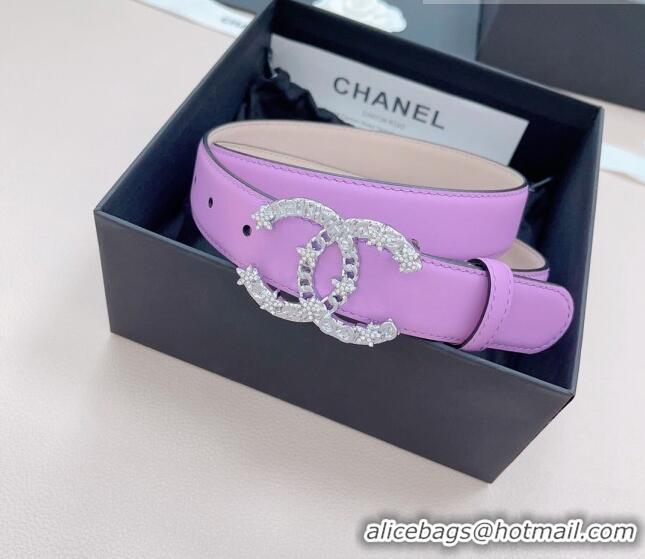 ​Hot Sell Cheap Chanel Calfskin Belt 3cm with Star CC Buckle CH219 Purple