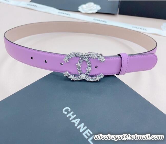 ​Hot Sell Cheap Chanel Calfskin Belt 3cm with Star CC Buckle CH219 Purple