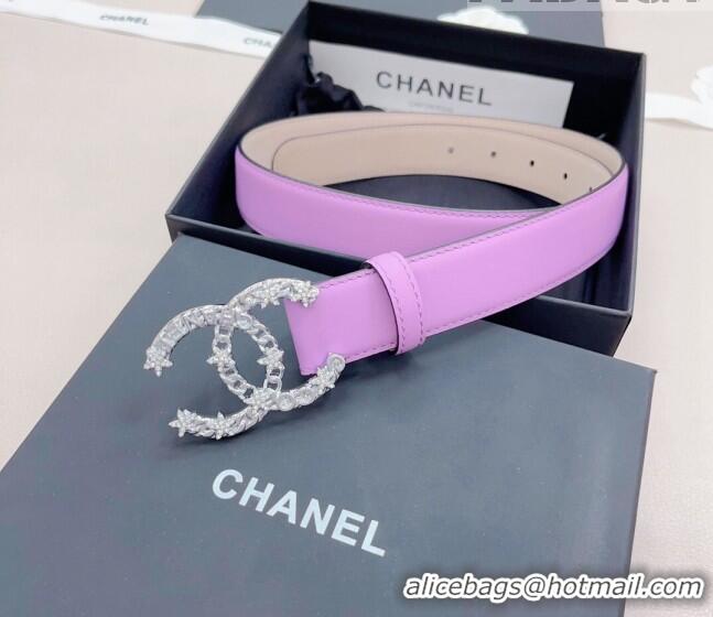 ​Hot Sell Cheap Chanel Calfskin Belt 3cm with Star CC Buckle CH219 Purple