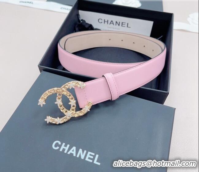 ​Popular Style Chanel Calfskin Belt 3cm with Star CC Buckle CH219 Light Pink