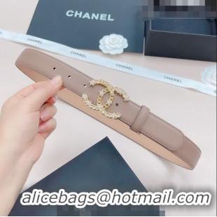 Well Crafted Chanel Calfskin Belt 3cm with Star CC Buckle CH219 Beige