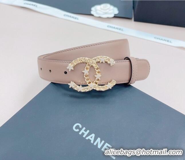 Well Crafted Chanel Calfskin Belt 3cm with Star CC Buckle CH219 Beige