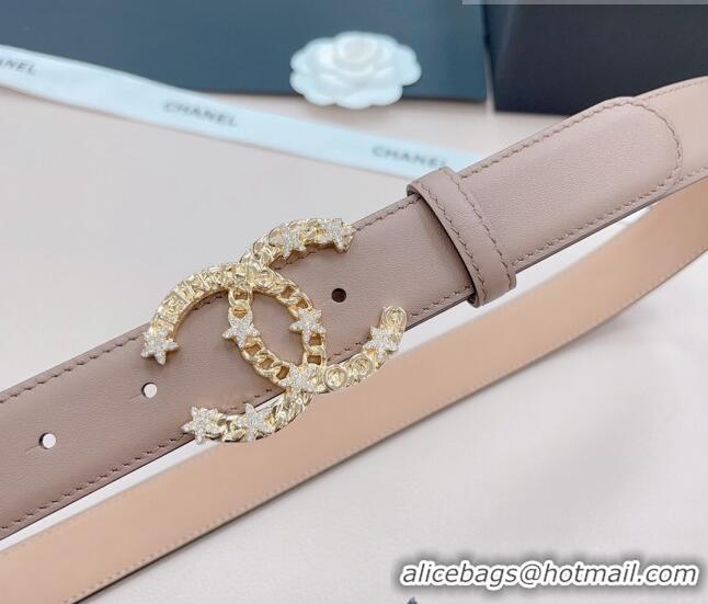 Well Crafted Chanel Calfskin Belt 3cm with Star CC Buckle CH219 Beige