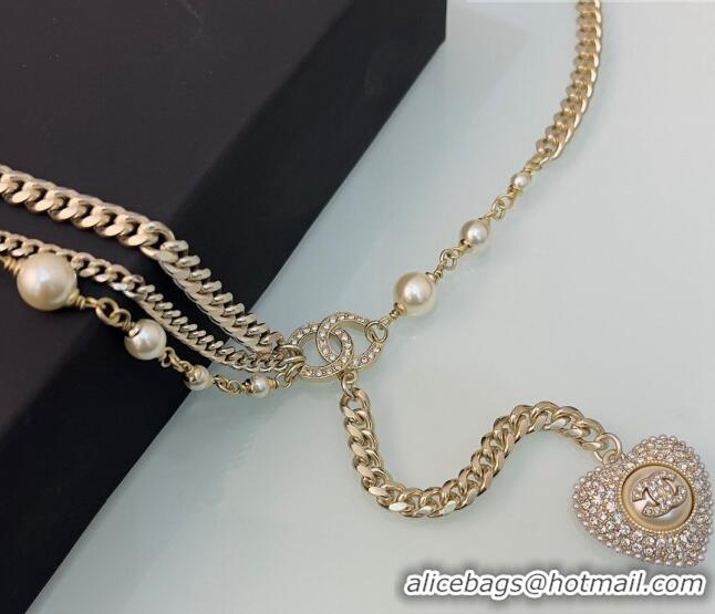 Trendy Design Chanel Heart Chain Belt with Pearls 120899