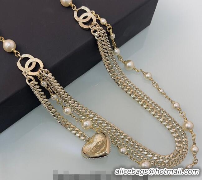 Trendy Design Chanel Heart Chain Belt with Pearls 120899