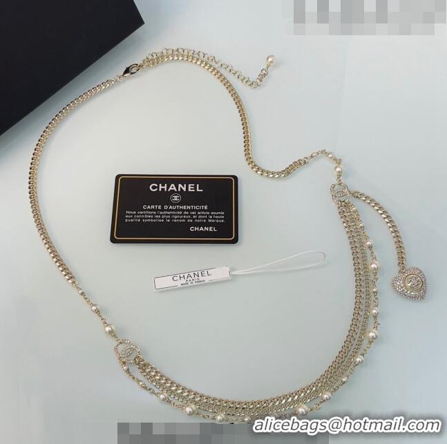 Trendy Design Chanel Heart Chain Belt with Pearls 120899