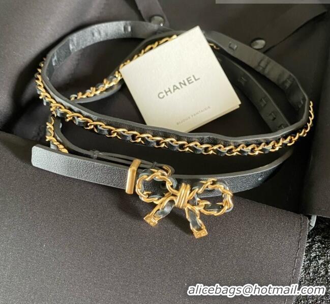 Famous Brand Chanel Bowknot Belt CH122714 Black