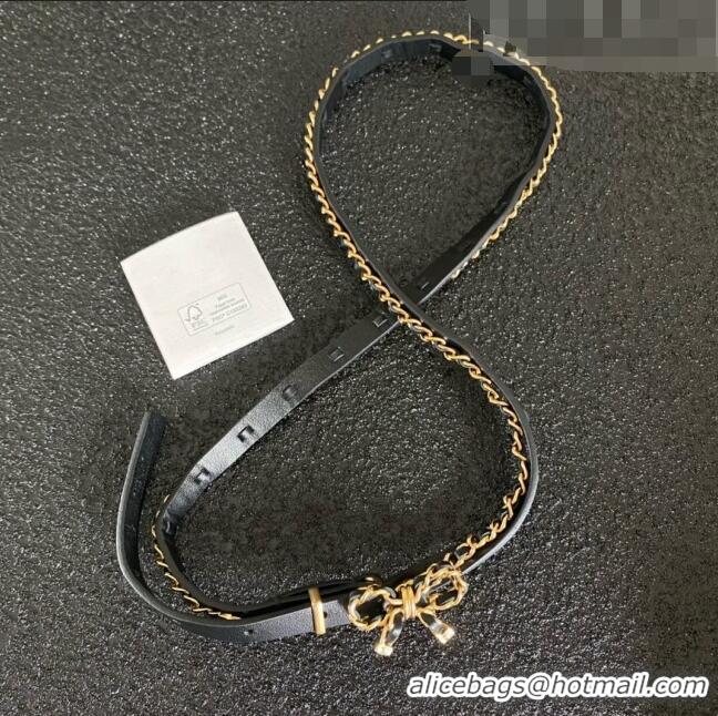 Famous Brand Chanel Bowknot Belt CH122714 Black