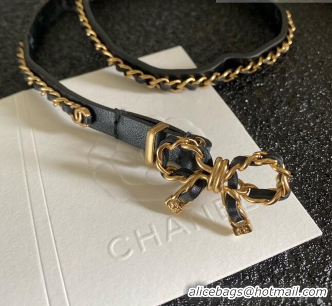 Famous Brand Chanel Bowknot Belt CH122714 Black