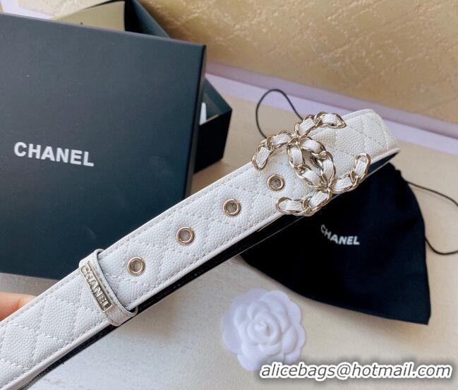 Luxury Cheap Chanel Grained Leather Belt 3cm with Chain CC CH0107