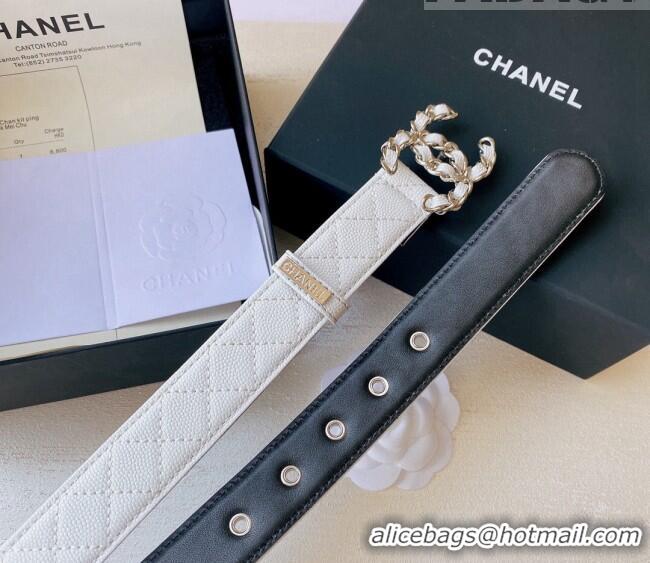 Luxury Cheap Chanel Grained Leather Belt 3cm with Chain CC CH0107