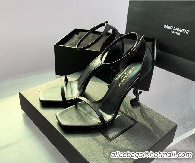 Shop Duplicate Saint Laurent Opyum Sandals in Smooth Calfskin Black 110630