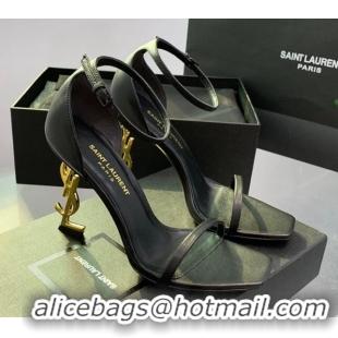 Popular Style Saint Laurent Opyum Sandals in Smooth Calfskin Black/Gold 110631