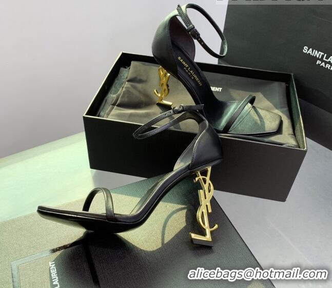 Popular Style Saint Laurent Opyum Sandals in Smooth Calfskin Black/Gold 110631