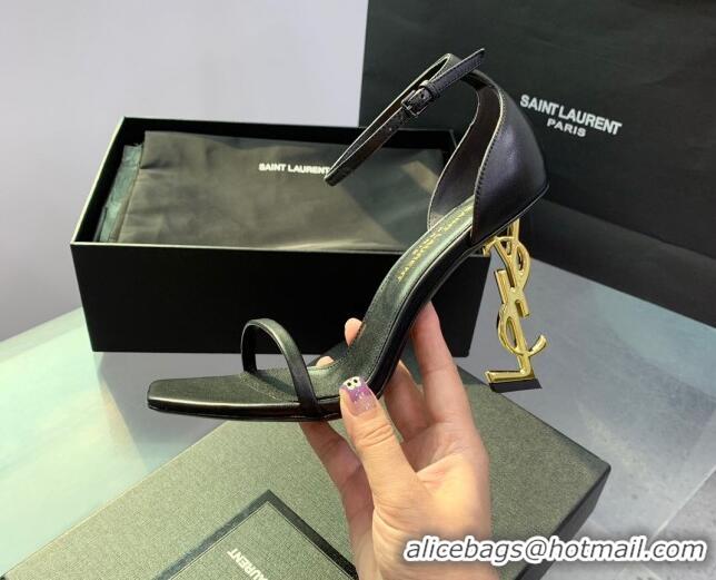 Popular Style Saint Laurent Opyum Sandals in Smooth Calfskin Black/Gold 110631