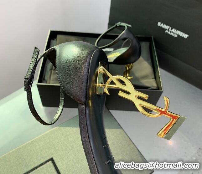 Popular Style Saint Laurent Opyum Sandals in Smooth Calfskin Black/Gold 110631