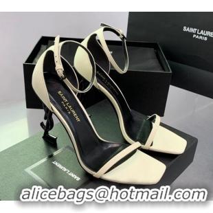 Unique Style Saint Laurent Opyum Sandals in Smooth Calfskin White 110632