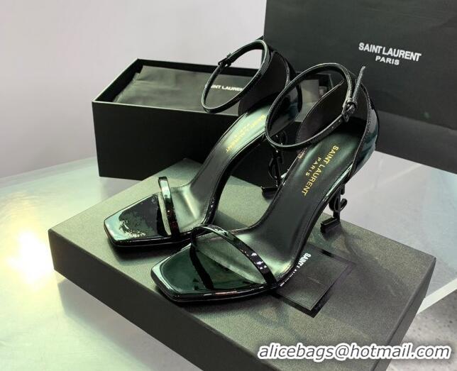 Good Quality Saint Laurent Opyum Sandals in Patent Calfskin Black 110633