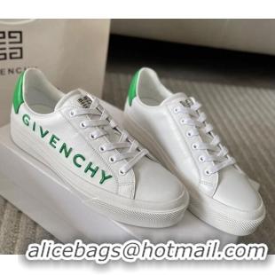 Luxury Discount Givenchy City Sport Sneakers in GIVENCHY Leather White/Green 401043