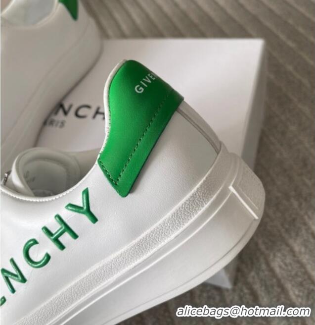 Luxury Discount Givenchy City Sport Sneakers in GIVENCHY Leather White/Green 401043