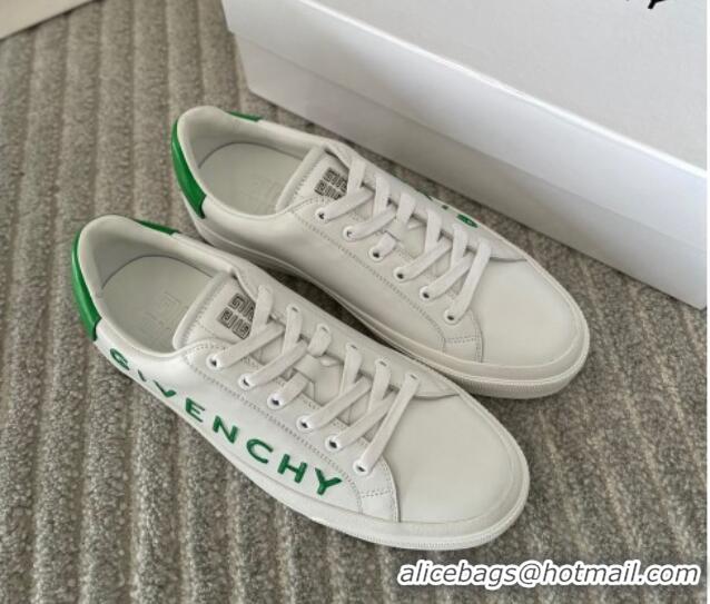 Luxury Discount Givenchy City Sport Sneakers in GIVENCHY Leather White/Green 401043