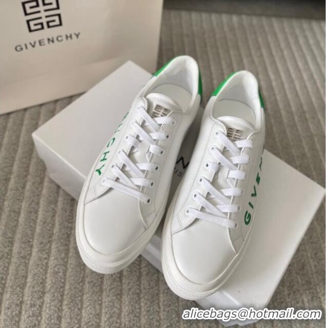 Luxury Discount Givenchy City Sport Sneakers in GIVENCHY Leather White/Green 401043