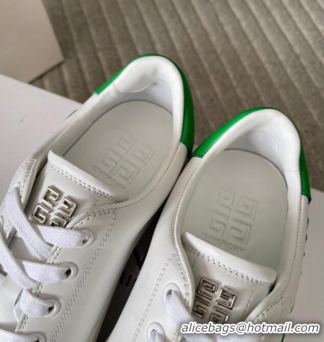 Luxury Discount Givenchy City Sport Sneakers in GIVENCHY Leather White/Green 401043