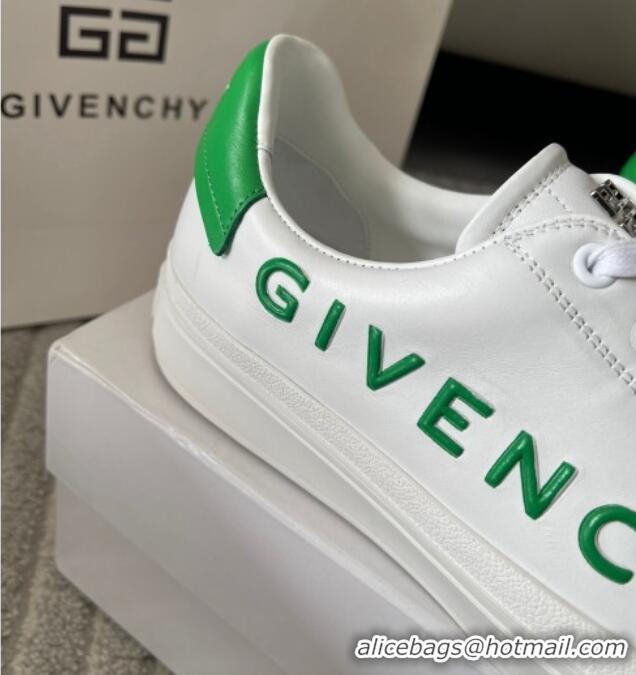 Luxury Discount Givenchy City Sport Sneakers in GIVENCHY Leather White/Green 401043