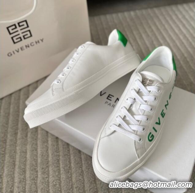 Luxury Discount Givenchy City Sport Sneakers in GIVENCHY Leather White/Green 401043