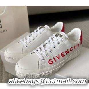 Luxury Givenchy City Sport Sneakers in GIVENCHY Leather White/Red 401044