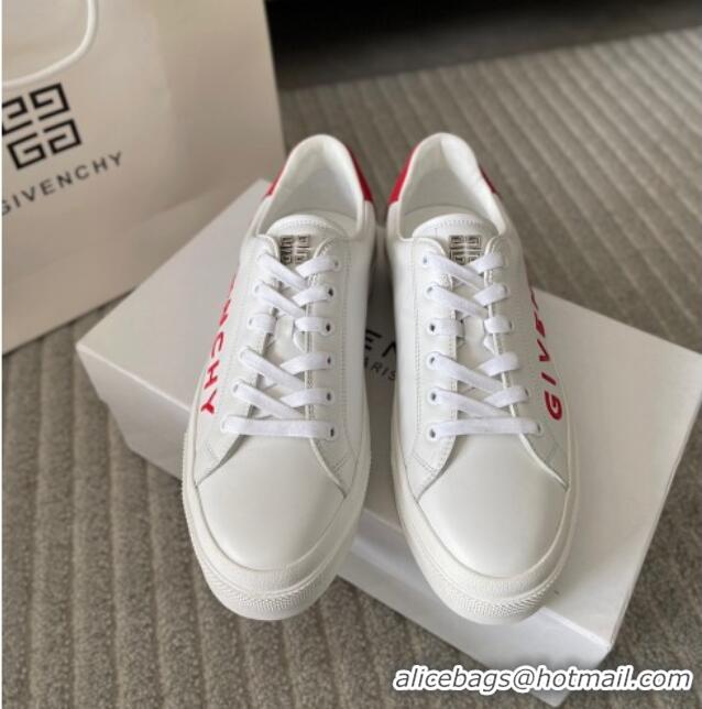 Luxury Givenchy City Sport Sneakers in GIVENCHY Leather White/Red 401044