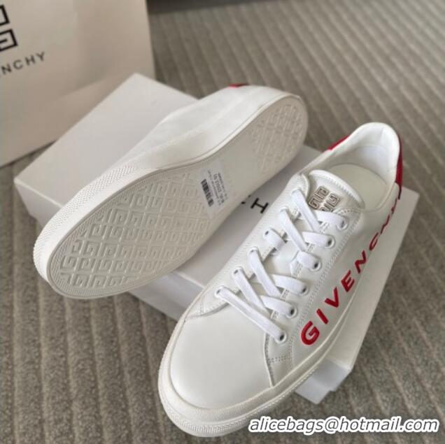 Luxury Givenchy City Sport Sneakers in GIVENCHY Leather White/Red 401044