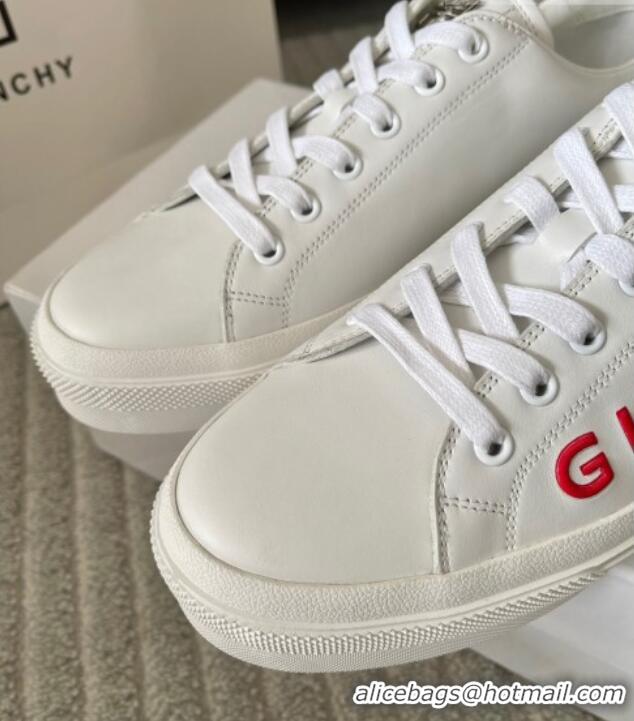 Luxury Givenchy City Sport Sneakers in GIVENCHY Leather White/Red 401044