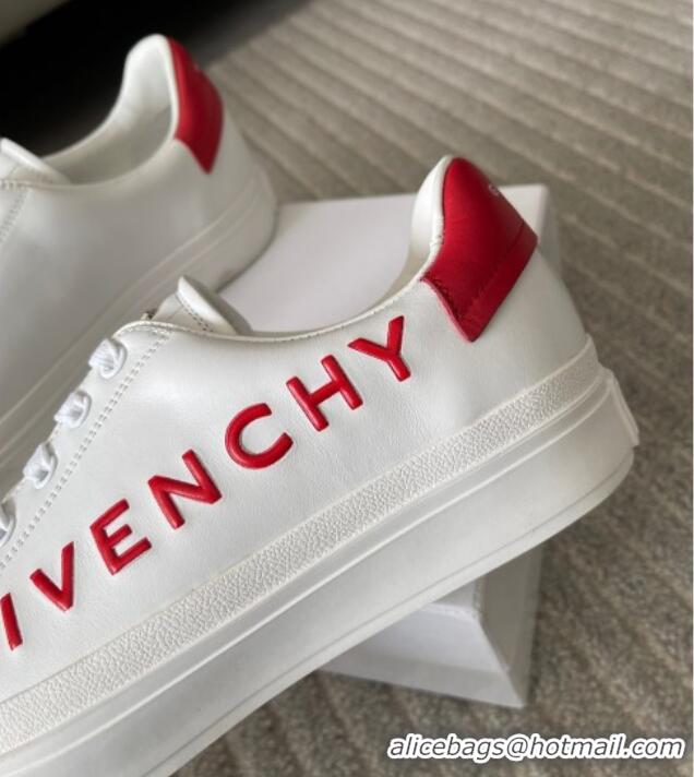 Luxury Givenchy City Sport Sneakers in GIVENCHY Leather White/Red 401044