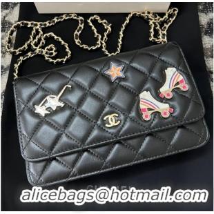 Top Design Chanel CLASSIC WALLET ON CHAIN AP0250 Black