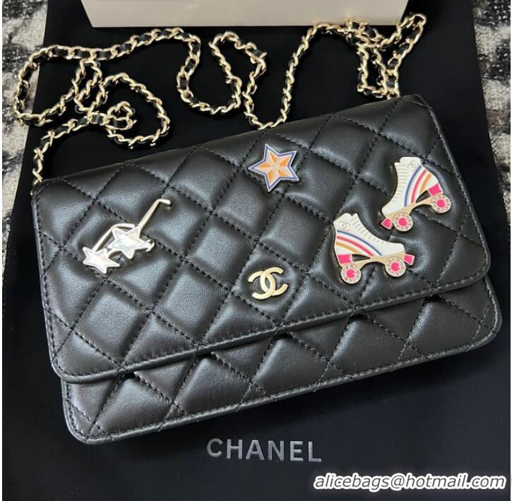 Top Design Chanel CLASSIC WALLET ON CHAIN AP0250 Black